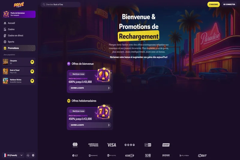 Prive Casino bonus et promotions